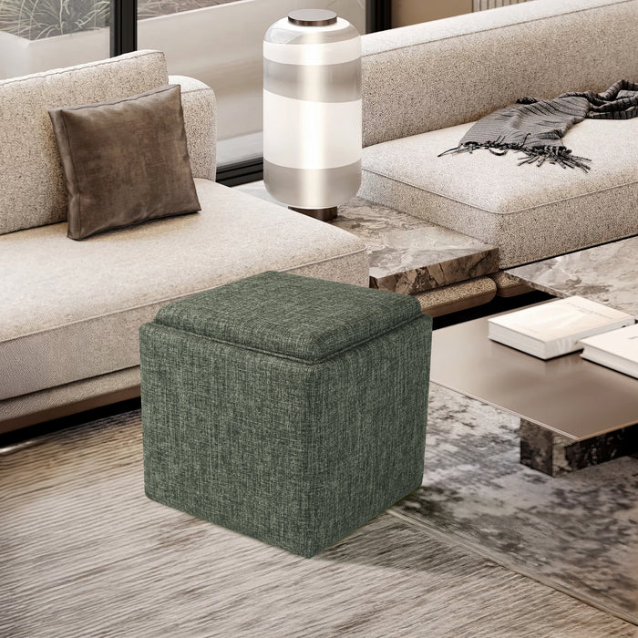 HomePop Lift-Off Lid Ottoman - Green Clover Fabric