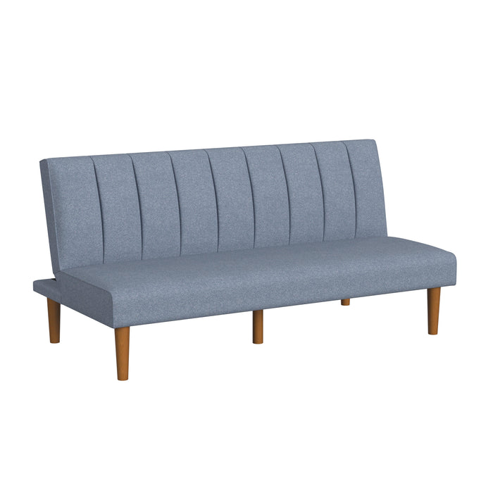 HomePop Bergen Convertible Futon Sofa in Blue Woven