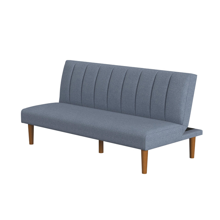 HomePop Bergen Convertible Futon Sofa in Blue Woven