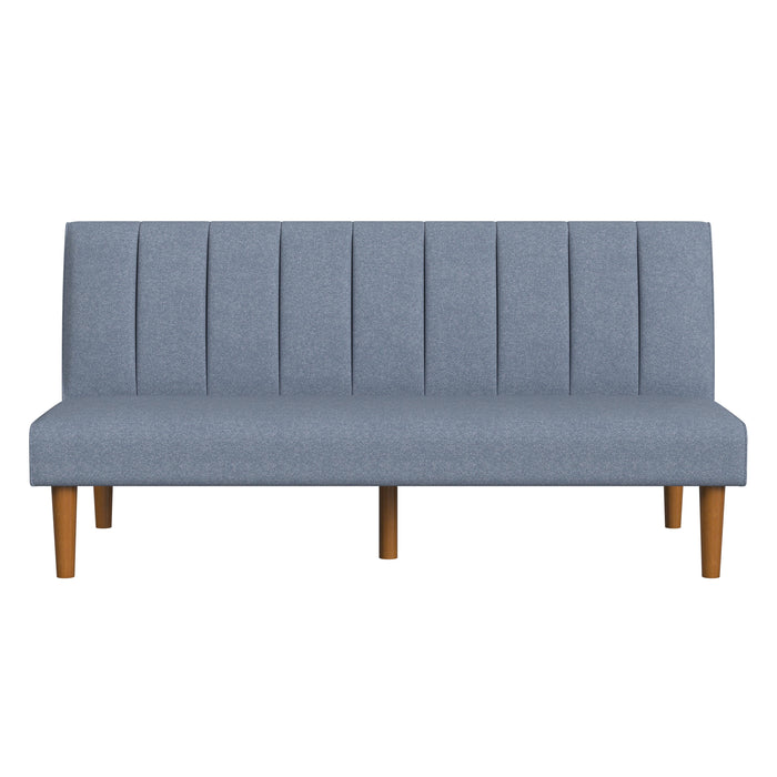 HomePop Bergen Convertible Futon Sofa in Blue Woven