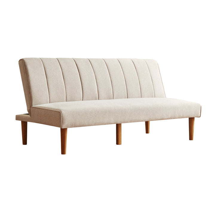 HomePopBergen Convertible Futon Sofa in Beige Woven