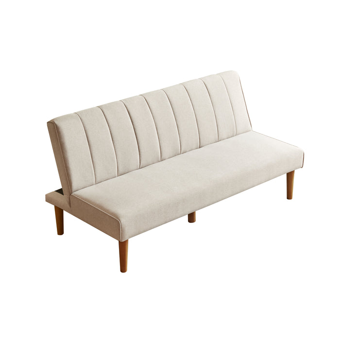 HomePopBergen Convertible Futon Sofa in Beige Woven