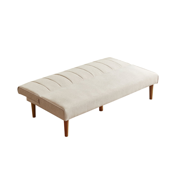 HomePopBergen Convertible Futon Sofa in Beige Woven