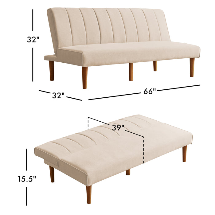 HomePopBergen Convertible Futon Sofa in Beige Woven