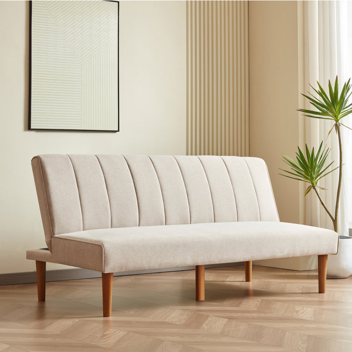 HomePopBergen Convertible Futon Sofa in Beige Woven