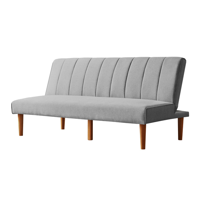 HomePop Bergen Convertible Futon Sofa in Gray Woven