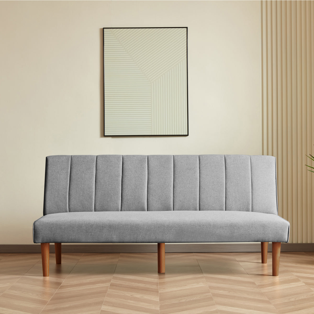 HomePop Bergen Convertible Futon Sofa in Gray Woven — HomePop