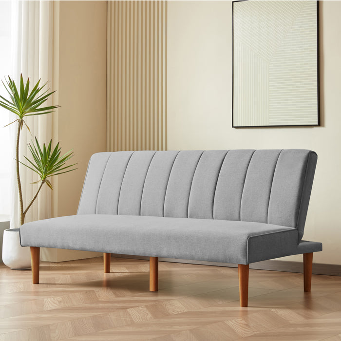 HomePop Bergen Convertible Futon Sofa in Gray Woven