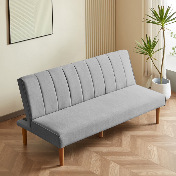 HomePop Bergen Convertible Futon Sofa in Gray Woven