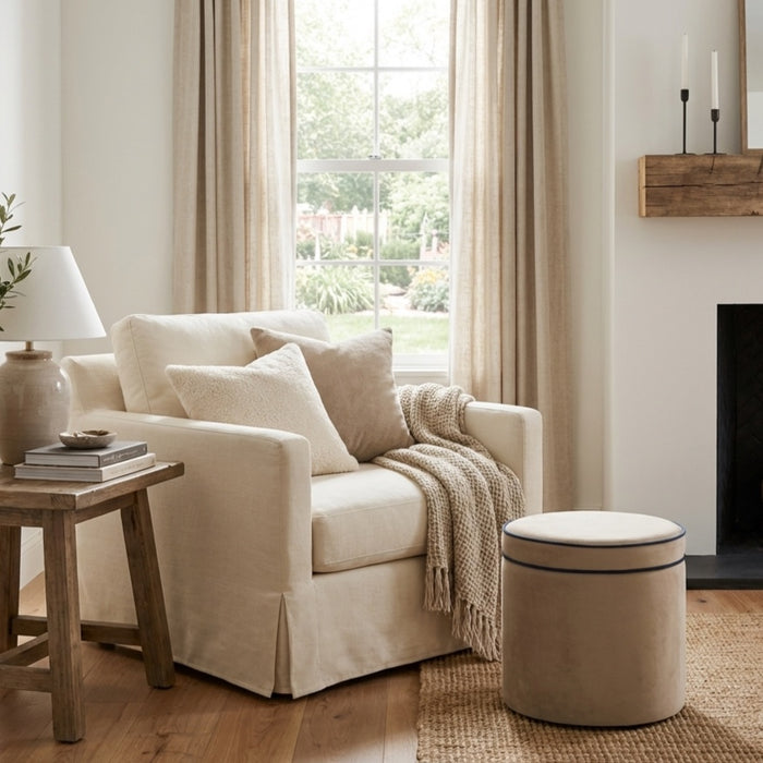 HomePop Ava Vevlet Ottoman with Storage - Tan Velvet