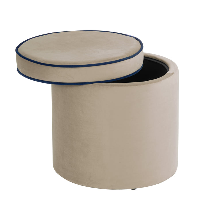 HomePop Ava Vevlet Ottoman with Storage - Tan Velvet