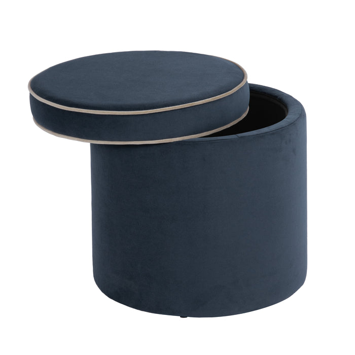 HomePop Ava Vevlet Ottoman with Storage - Blue Velvet