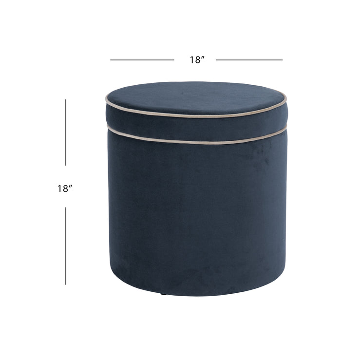 HomePop Ava Vevlet Ottoman with Storage - Blue Velvet