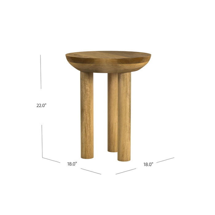 HomePop Natural Mango Wood 3-Leg Side Table