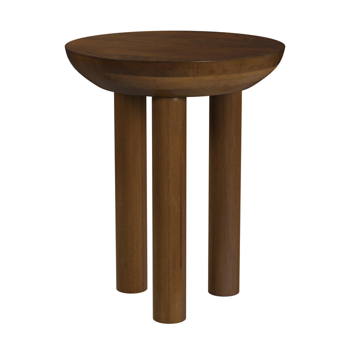 HomePop Walnut Mango Wood 3-Leg Side Table