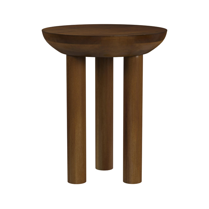 HomePop Walnut Mango Wood 3-Leg Side Table