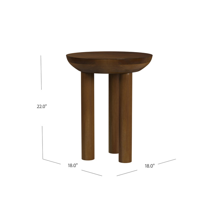 HomePop Walnut Mango Wood 3-Leg Side Table