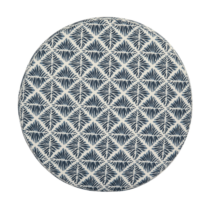 HomePop Cloud Ottoman with Wood Base - Blue Geometric Pattern