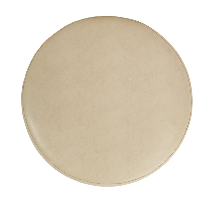 HomePop Cloud Ottoman with Wood Base - Cream Faux Leather