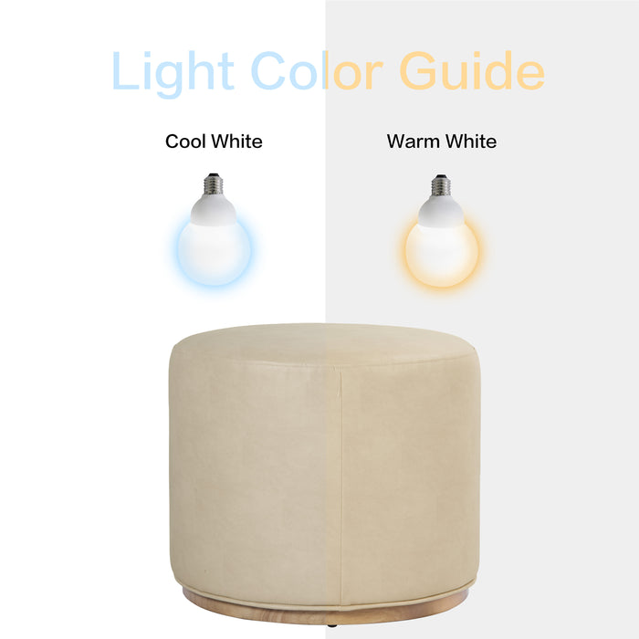 HomePop Cloud Ottoman with Wood Base - Cream Faux Leather