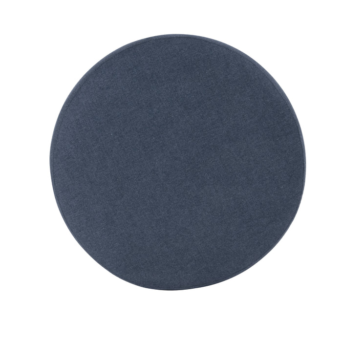 HomePop Drift Ottoman with Wood Base - Blue Woven Fabric