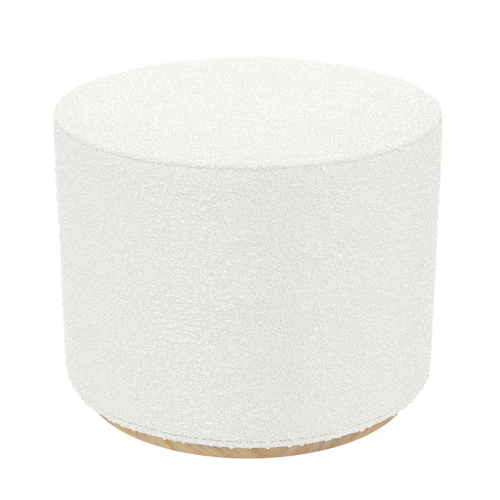 HomePop Cloud Ottoman with Wood Base - Cream Boucle
