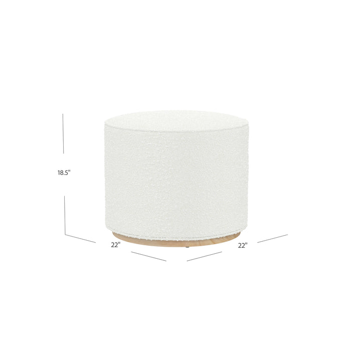 HomePop Cloud Ottoman with Wood Base - Cream Boucle