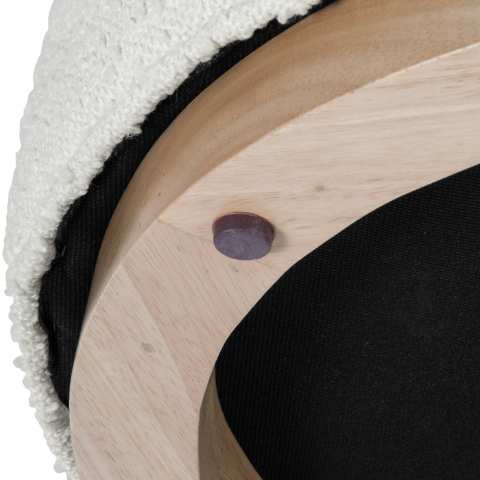 HomePop Cloud Ottoman with Wood Base - Cream Boucle