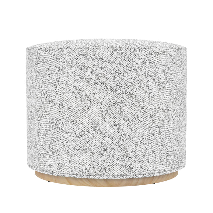 HomePop Cloud Ottoman with Wood Base - Cream Boucle with Gray Yarns