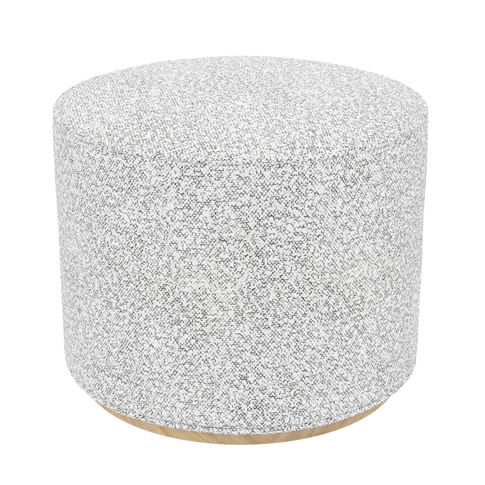HomePop Cloud Ottoman with Wood Base - Cream Boucle with Gray Yarns