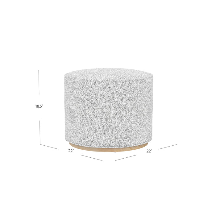 HomePop Cloud Ottoman with Wood Base - Cream Boucle with Gray Yarns
