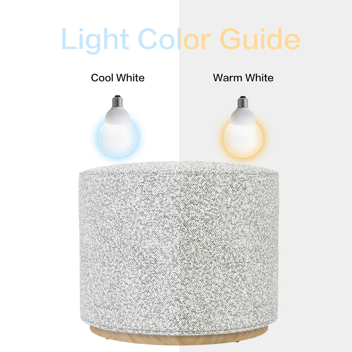 HomePop Cloud Ottoman with Wood Base - Cream Boucle with Gray Yarns