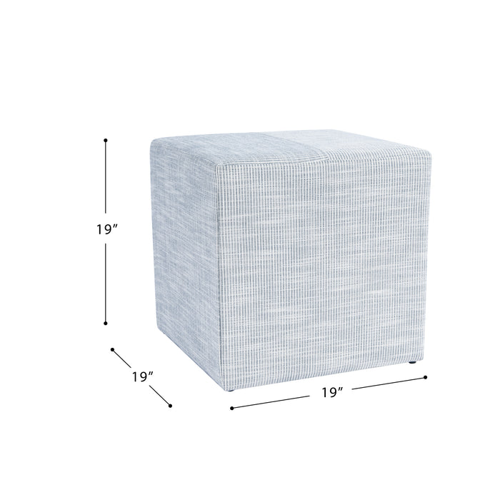 HomePop Square Ottoman - Blue Pinstripe Fabric