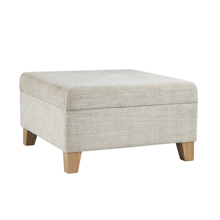 HomePop Harper Luxury Large Storage Ottoman - Cream Chevron Woven