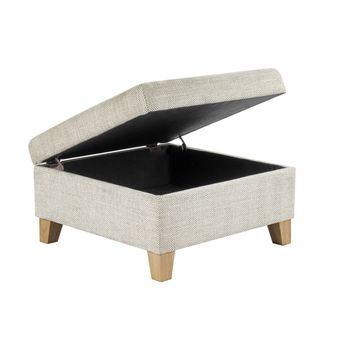 HomePop Harper Luxury Large Storage Ottoman - Cream Chevron Woven