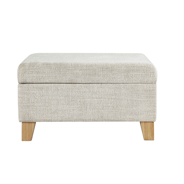 HomePop Harper Luxury Large Storage Ottoman - Cream Chevron Woven