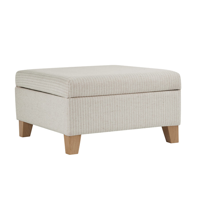 HomePop Harper Luxury Large Storage Ottoman - White Woven Stripe