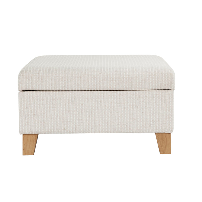 HomePop Harper Luxury Large Storage Ottoman - White Woven Stripe