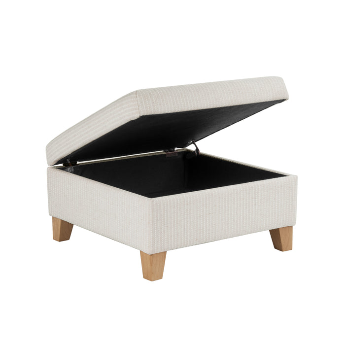HomePop Harper Luxury Large Storage Ottoman - White Woven Stripe