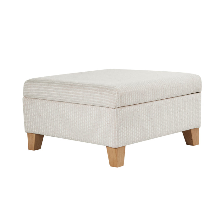 HomePop Harper Luxury Large Storage Ottoman - White Woven Stripe