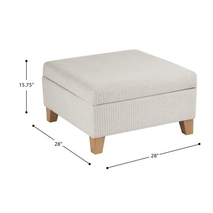 HomePop Harper Luxury Large Storage Ottoman - White Woven Stripe