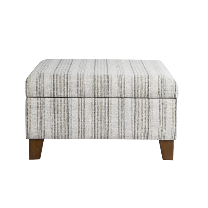 HomePop Harper Luxury Large Storage Ottoman - Gray Striped Pattern