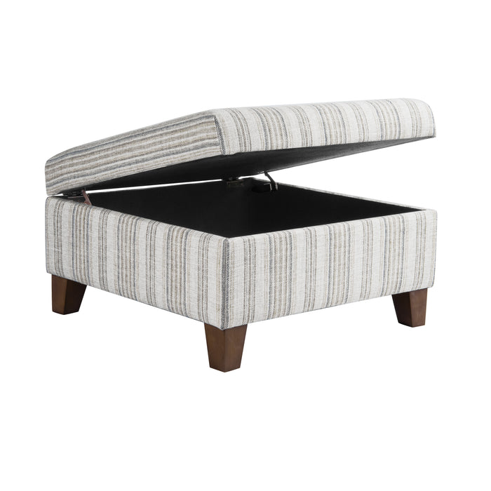 HomePop Harper Luxury Large Storage Ottoman - Gray Striped Pattern