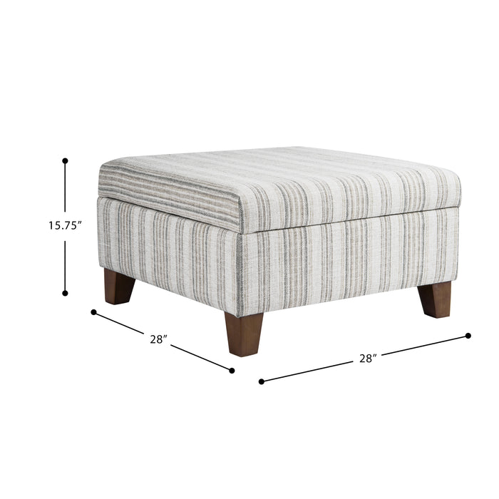 HomePop Harper Luxury Large Storage Ottoman - Gray Striped Pattern