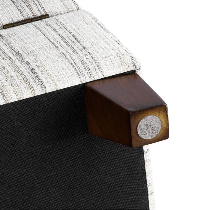 HomePop Harper Luxury Large Storage Ottoman - Gray Striped Pattern