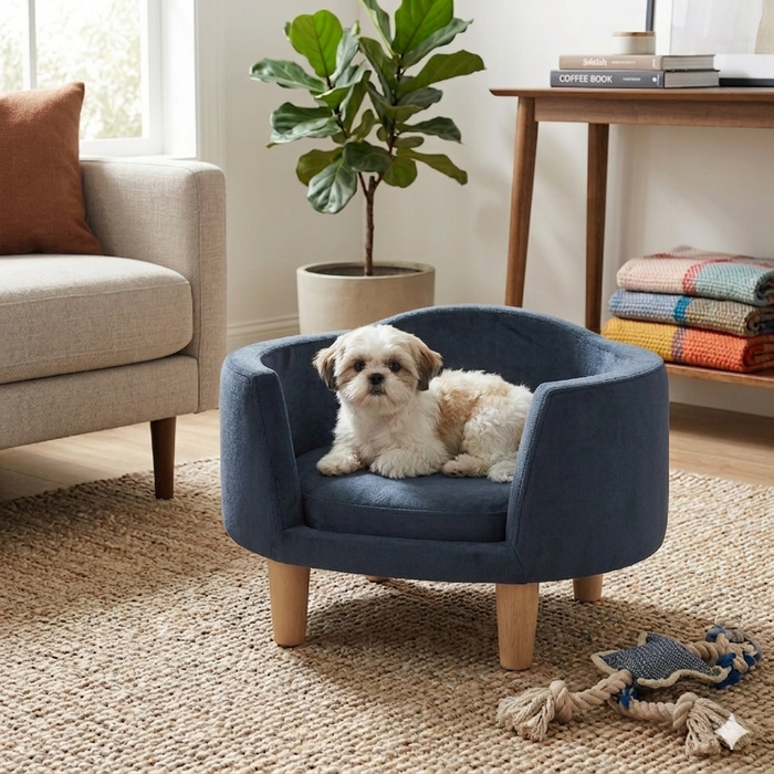 HomePop Luxury Pet Bed - Blue Velvet