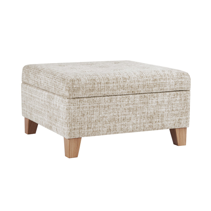 HomePop Camden Luxury Large Storage Ottoman - Cream Textural Woven