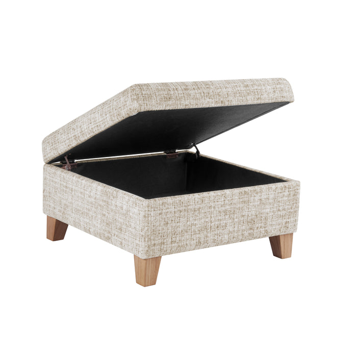 HomePop Camden Luxury Large Storage Ottoman - Cream Textural Woven