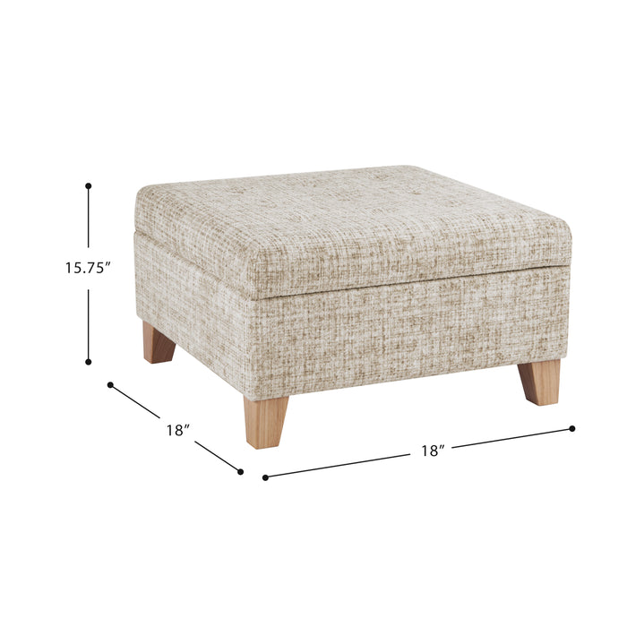 HomePop Camden Luxury Large Storage Ottoman - Cream Textural Woven