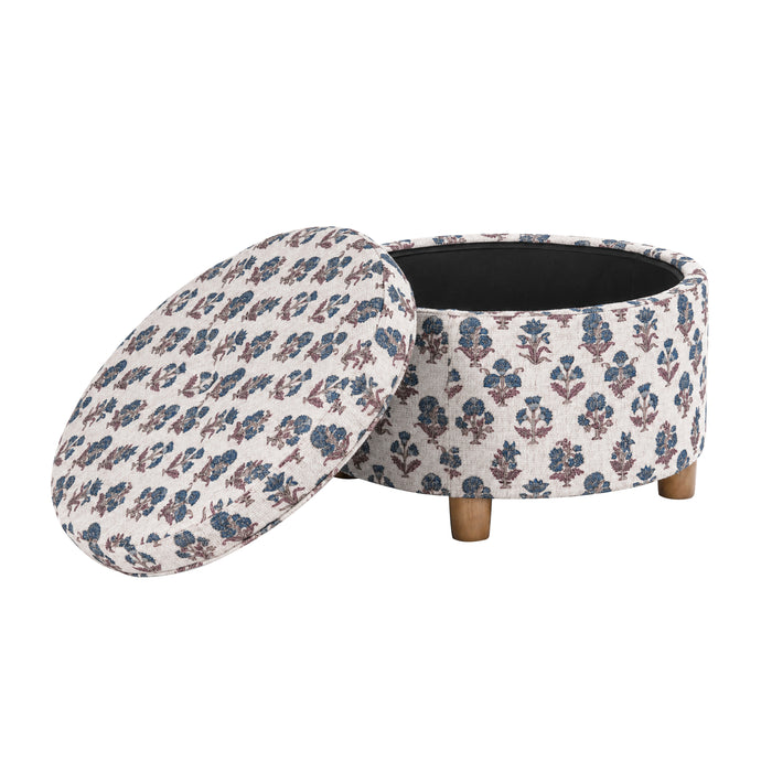 HomePopLargeRoundStorageOttoman-BlueFloralPattern